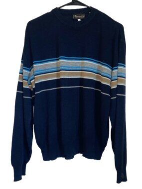Vintage 90s Townsley Rome Paris NY Striped Sweater Coastal Preppy Knit Pullover